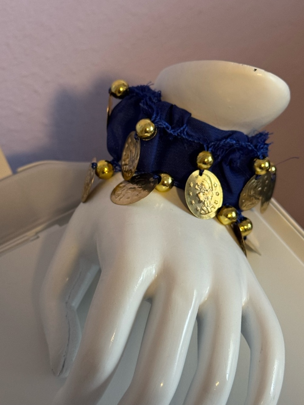 Belly Dancing pair of Wrap Bracelets with Gold Coin Charms